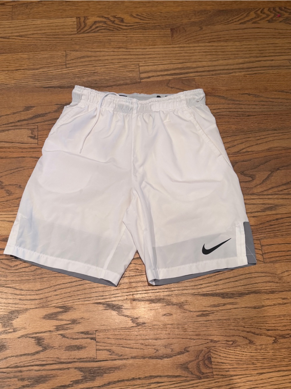 Nike White Kids Athletic Shorts with Gray Accents